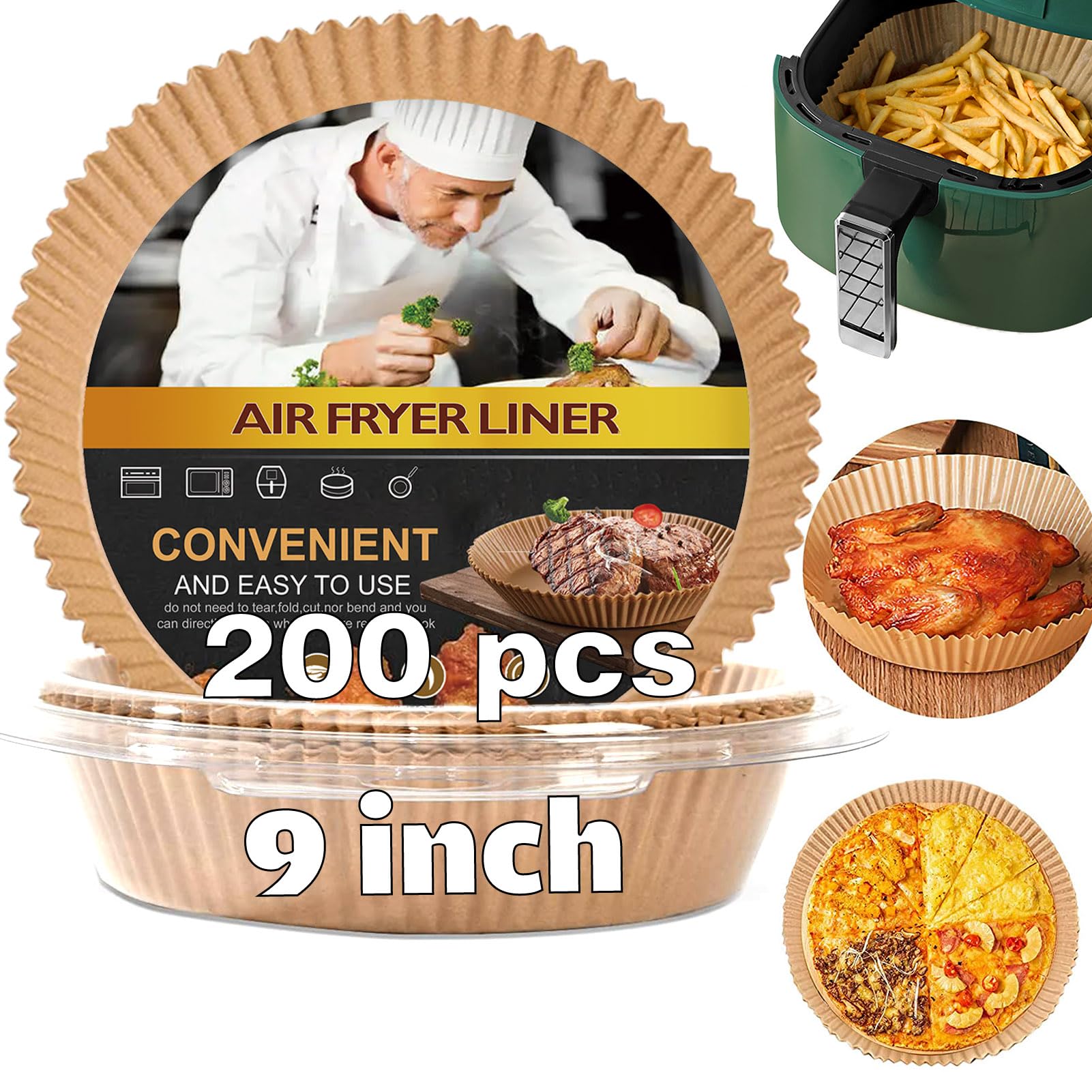 4 qt Air Fryer Liners, Chefman Air Fryer Liners, Disposable 4qt Air Fryer Liner for Chefman TurboX 4-in-1& 4.5 QT Cuisinart Airfryer, Non-stick Parchment Paper for Frying, Baking- Unbleached(120Pcs)