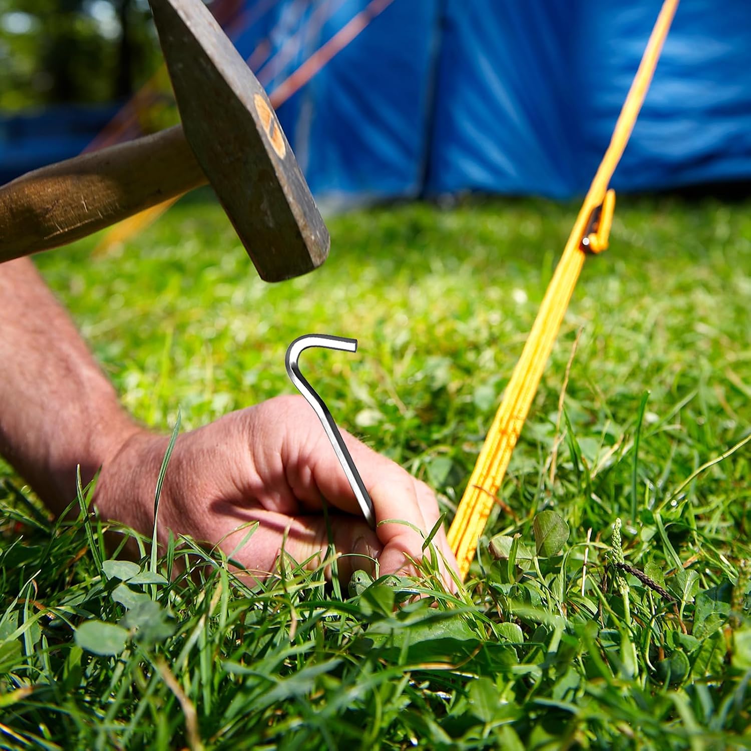 20Pcs 7" Tent Pegs Ground Stakes, Metal Stakes, Camping Peg for Pitching Camping, Camping, Outdoor Decoration