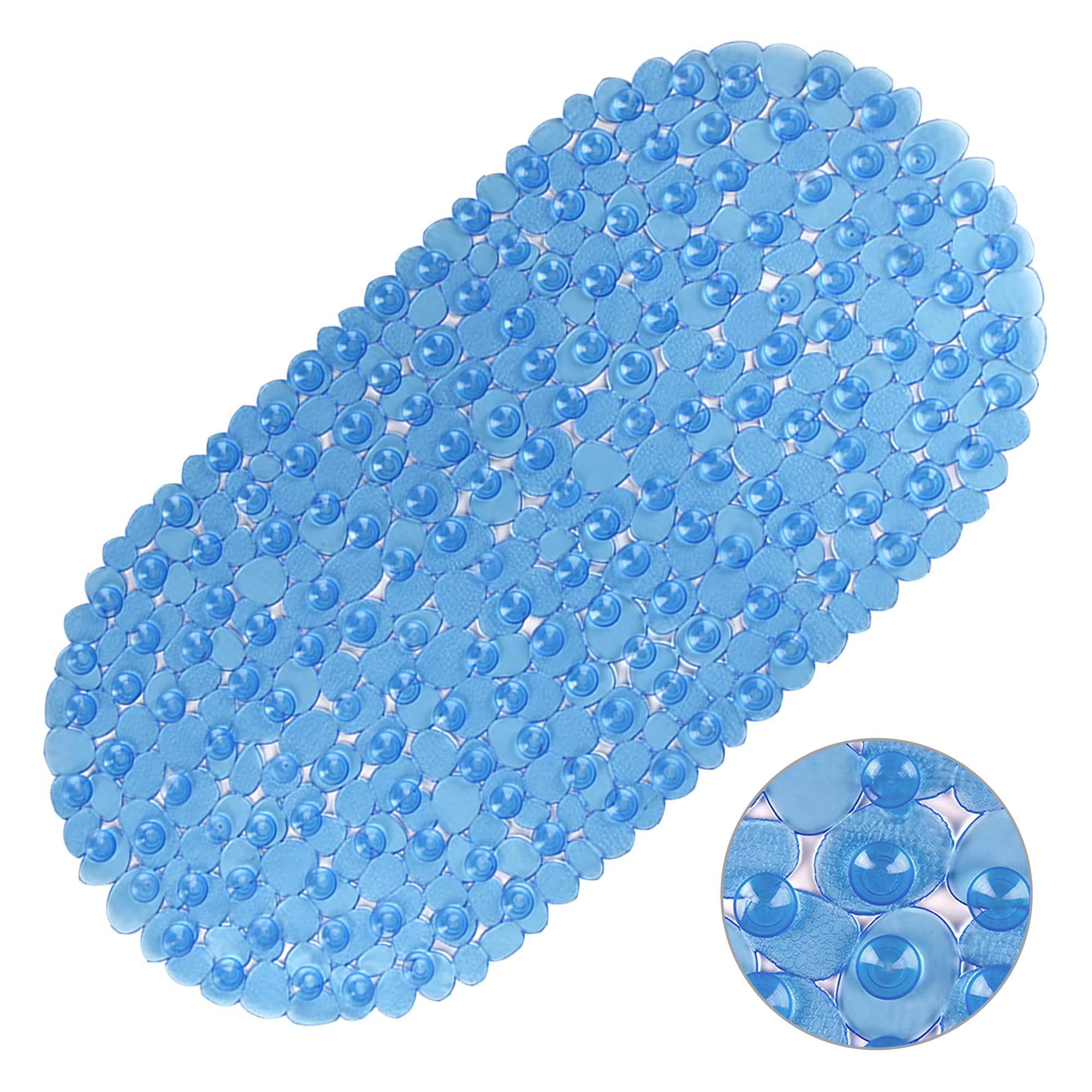 Vannokor Bathtub Mats for Bathroom 27x14 Inch, Pebble Bath Mat for Tub Feels Great on Tired Feet, Friendly Machine Washable Shower Tub Mats with 167 Big Suction Cups, Shower Mat, Bath Tub Mat, Blue