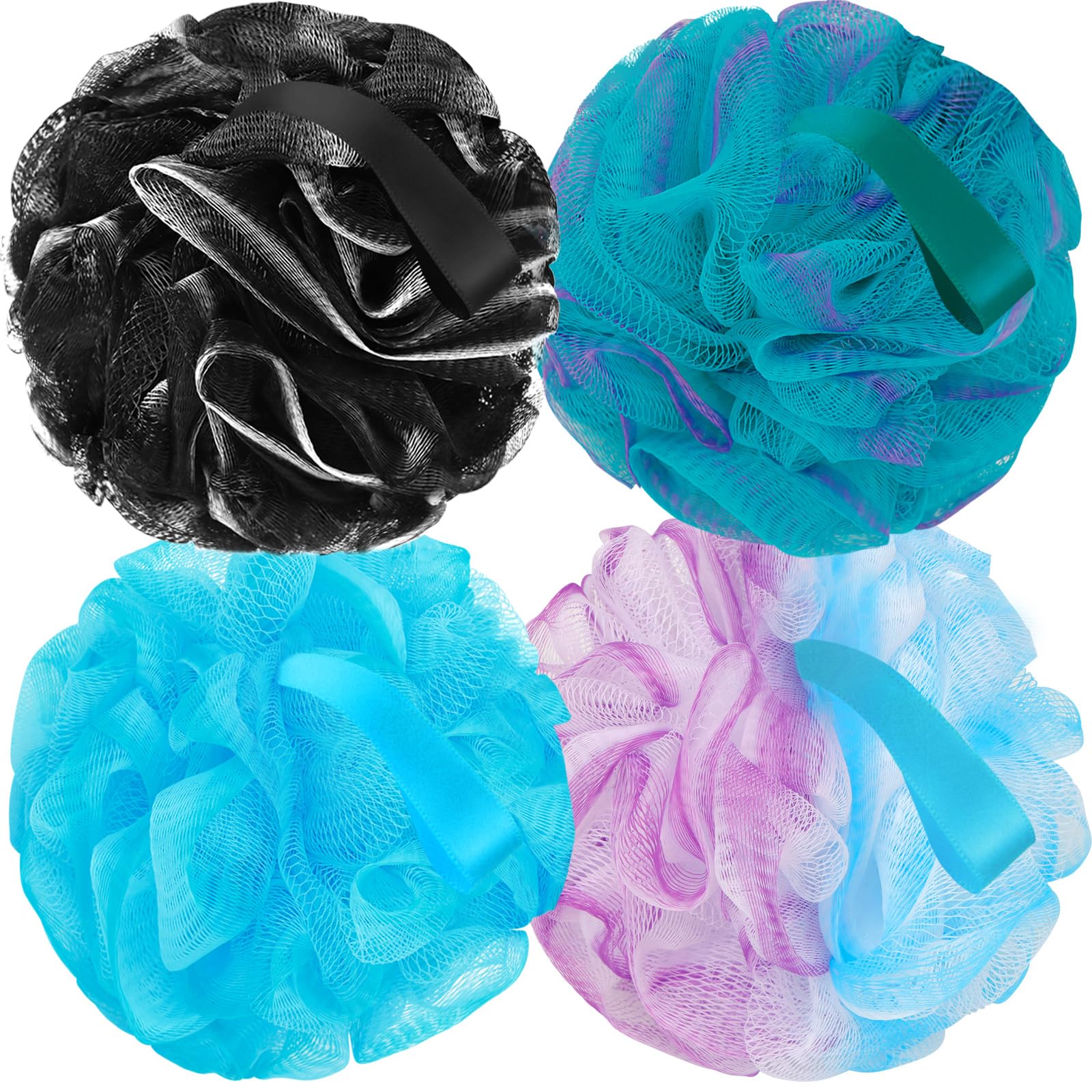 FARMOGA Bath Loofah Sponge Back Scrubber Shower Sponge Soft Mesh Exfoliator Pouf Shower Ball Bath Sponges for Women and Men Bath Accessories
