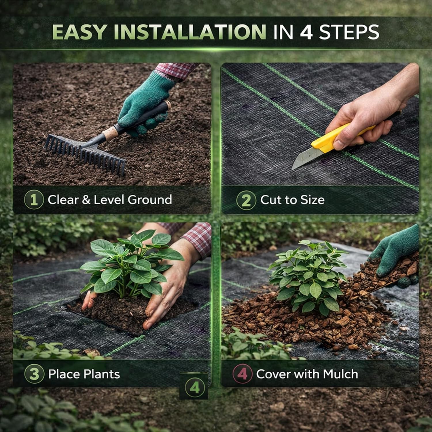 Heavy Duty Weed Barrier Landscape Fabric, Woven Geotextile Ground Cover - Premium Weed Control Mat for Garden Beds, Driveways & Landscaping(1.3ft x 50ft)