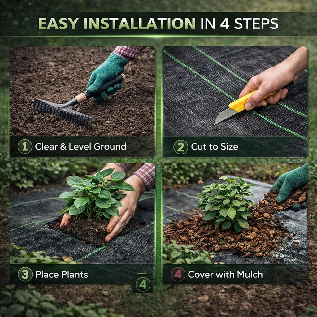 Heavy Duty Weed Barrier Landscape Fabric, Woven Geotextile Ground Cover - Premium Weed Control Mat for Garden Beds, Driveways & Landscaping(1.3ft x 50ft)