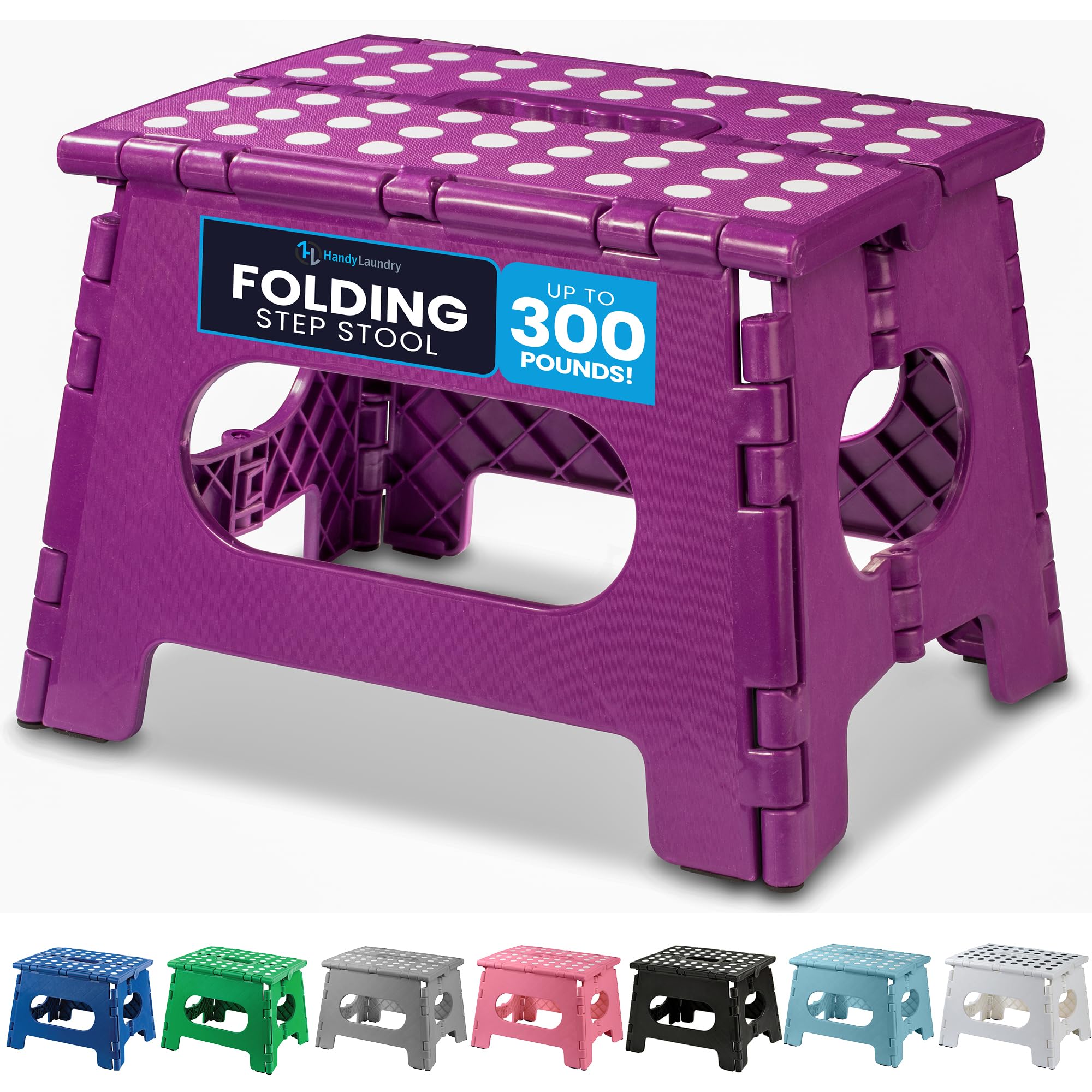 Handy Laundry Folding Lightweight Step Stool - Sturdy Enough to Support Adults - Opens Easy with One Flip - Great for Kitchen, Bathroom or Bedroom (Grey - 13 inch)