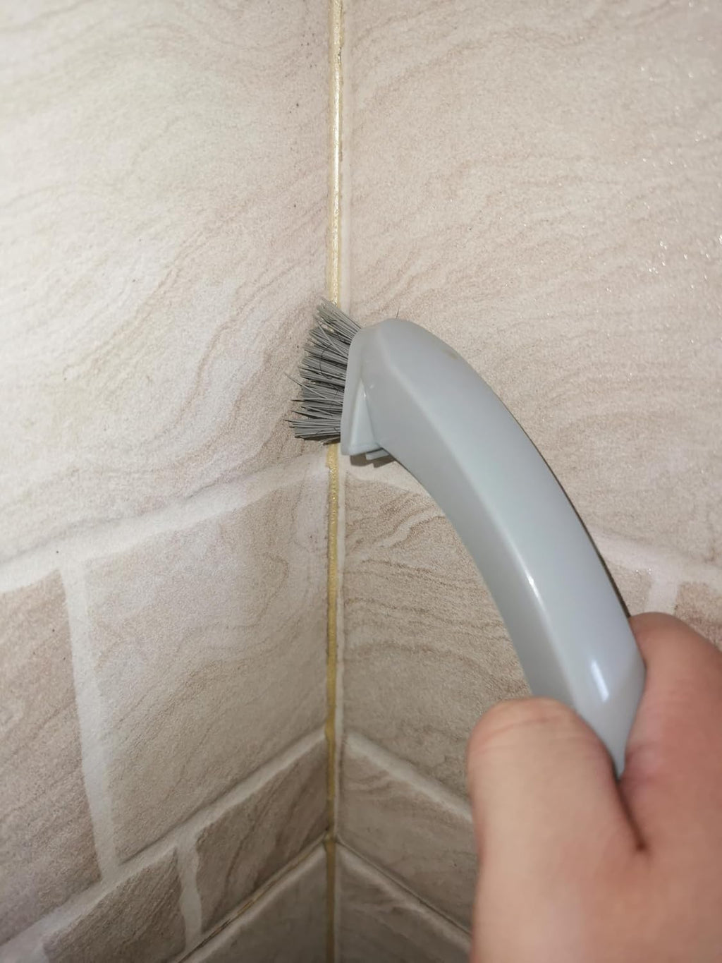 Detachable Cleaning Brush Handheld Brush Gap Brush Stiff Heavy-Duty Scrub Brush for Tile,Carpet,Bathroom Tubs,Grout,Blinds,Carpet,Shoes,Kitchen Sink (Cream)