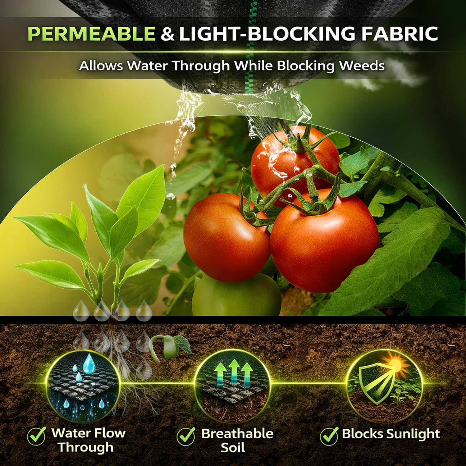 Heavy Duty Weed Barrier Landscape Fabric, Woven Geotextile Ground Cover - Premium Weed Control Mat for Garden Beds, Driveways & Landscaping(1.3ft x 50ft)