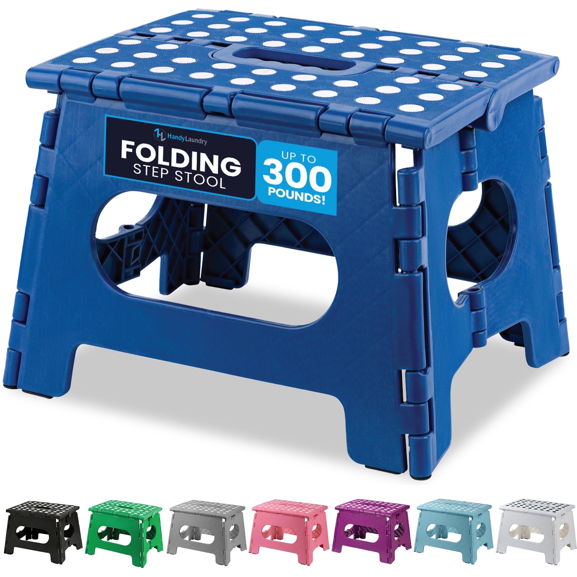 Handy Laundry Folding Lightweight Step Stool - Sturdy Enough to Support Adults - Opens Easy with One Flip - Great for Kitchen, Bathroom or Bedroom (Grey - 13 inch)