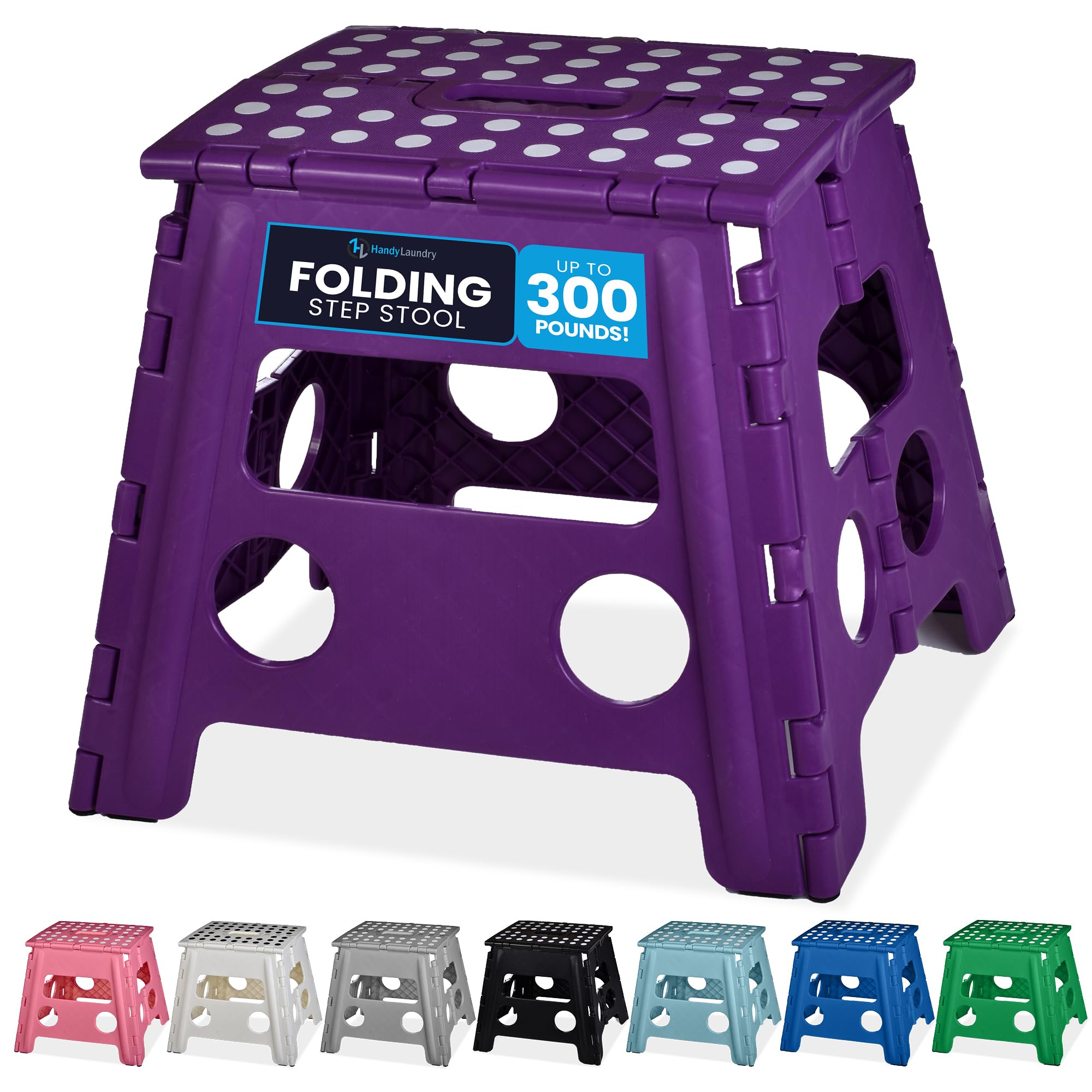 Handy Laundry Folding Lightweight Step Stool - Sturdy Enough to Support Adults - Opens Easy with One Flip - Great for Kitchen, Bathroom or Bedroom (Grey - 13 inch)