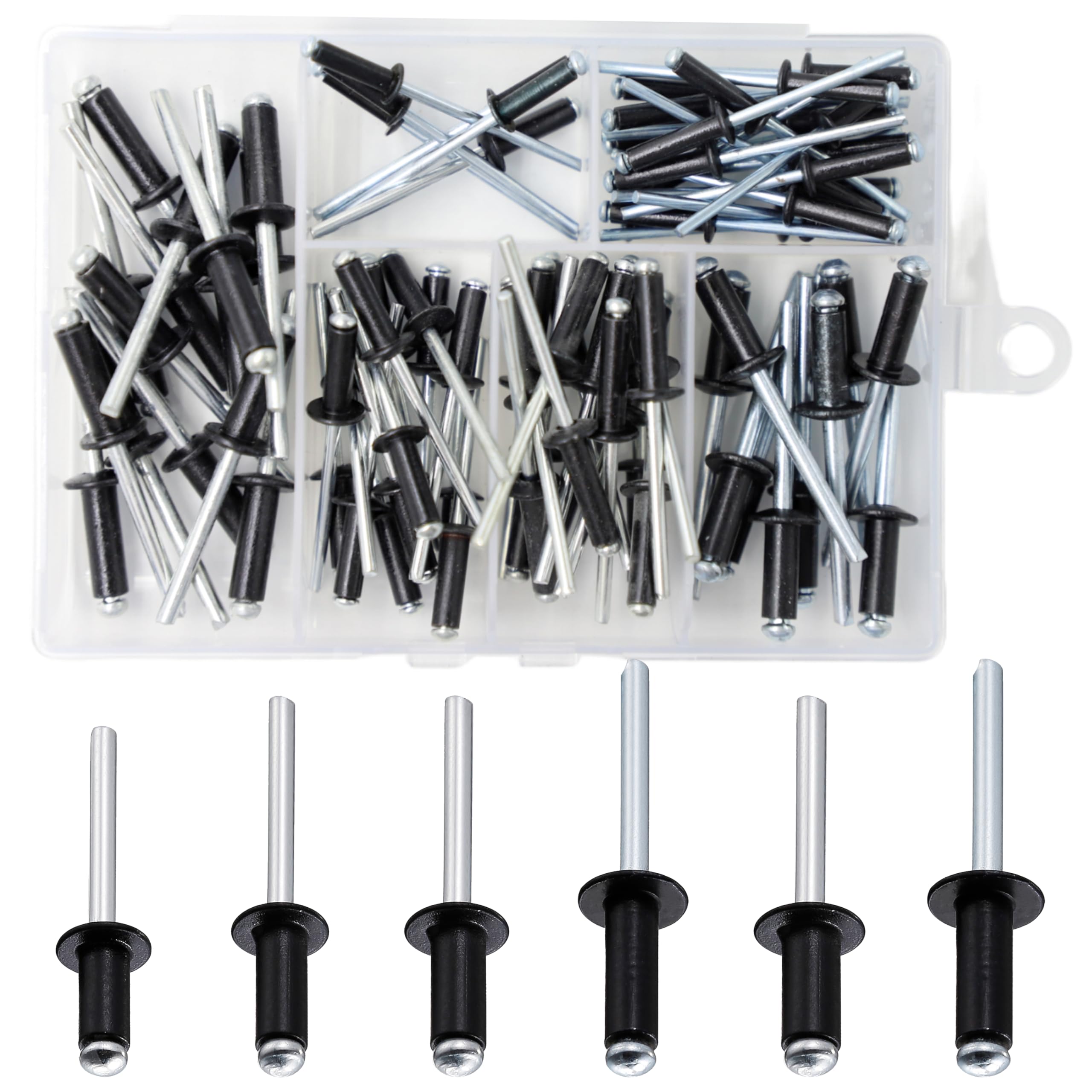 Wensilon(80Pcs) Aluminum blind pro Rivets Kit,Aluminum Grip and Steel Mandrel Set