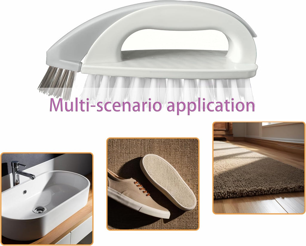 Detachable Cleaning Brush Handheld Brush Gap Brush Stiff Heavy-Duty Scrub Brush for Tile,Carpet,Bathroom Tubs,Grout,Blinds,Carpet,Shoes,Kitchen Sink (Cream)