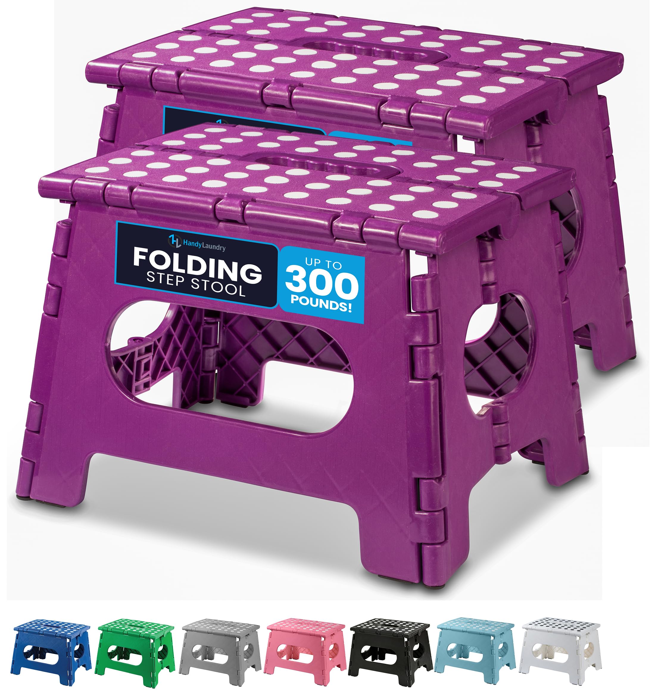 Handy Laundry Folding Lightweight Step Stool - Sturdy Enough to Support Adults - Opens Easy with One Flip - Great for Kitchen, Bathroom or Bedroom (Grey - 13 inch)
