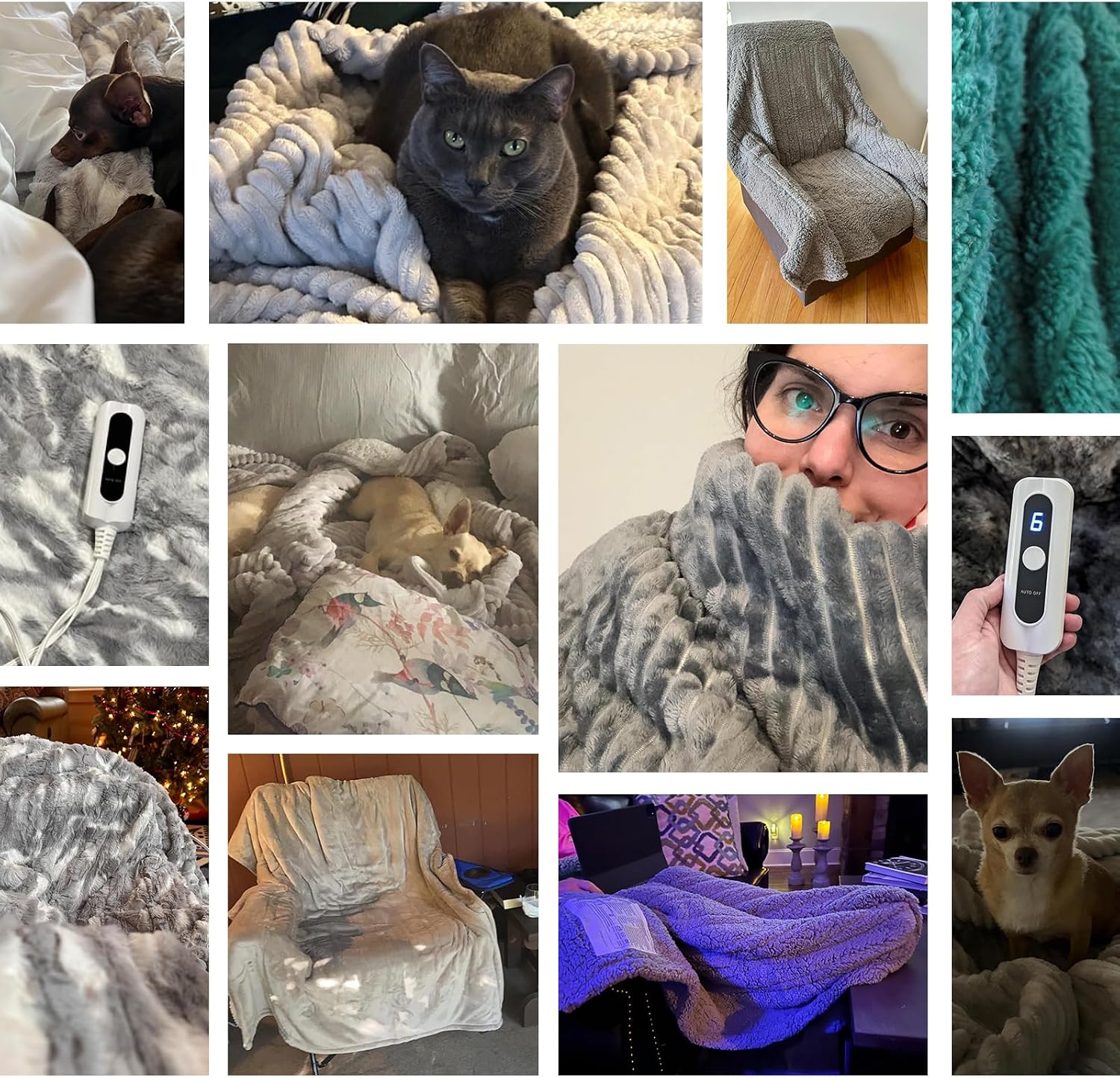 SNUGSUN Electric Heated Blanket Throw Size, Soft and Cozy Thickened Flannel and Sherpa Electric Blanket for Bed, Automatic Safety System 6 Heating Levels & 10 Hours Auto-Off, 50"x60" Slate Grey