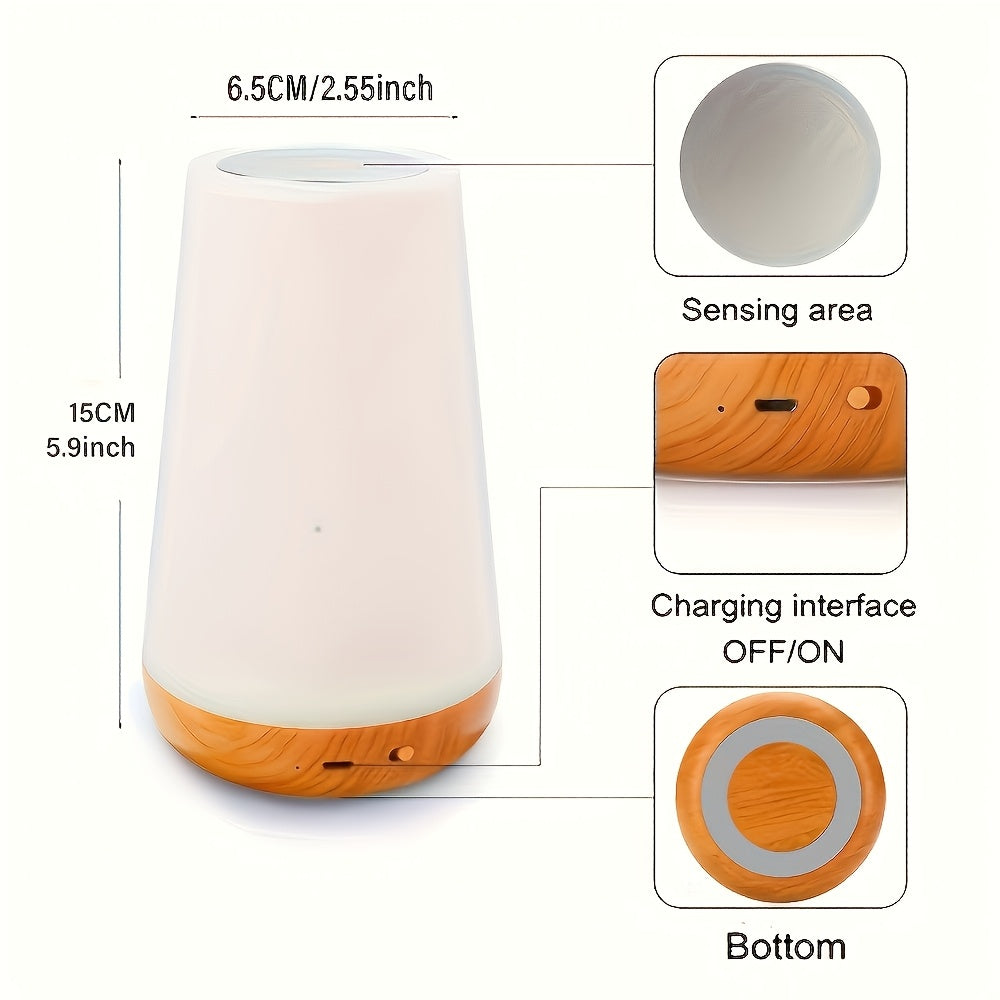 LihangStar USB-Punjiva Noćna Lampica sa Dodirnom Kontrolom - Prenosiva LED Stona Lampica sa 5 Nivoa Osvetljenja, 13 RGB Boja, Dodirna Lampica za Spavaću Sobu, Dnevni Boravak ili Kancelariju