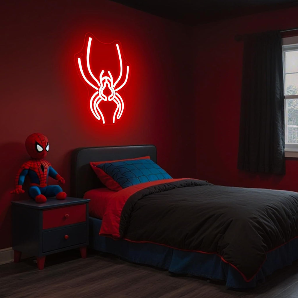 Spider LED Dimmable Neon Zidni Dekor, USB Napajanje, Dimmable Anime Halloween Neon Svetlo za Mušku Pećinu, LED Svetleći Pauk Znak, Pogodno za Igraonicu, Prodavnicu Kućnih Ljubimaca, Bar, Spavaću Sobu, Halloween Rođendanski Poklon Umetnost