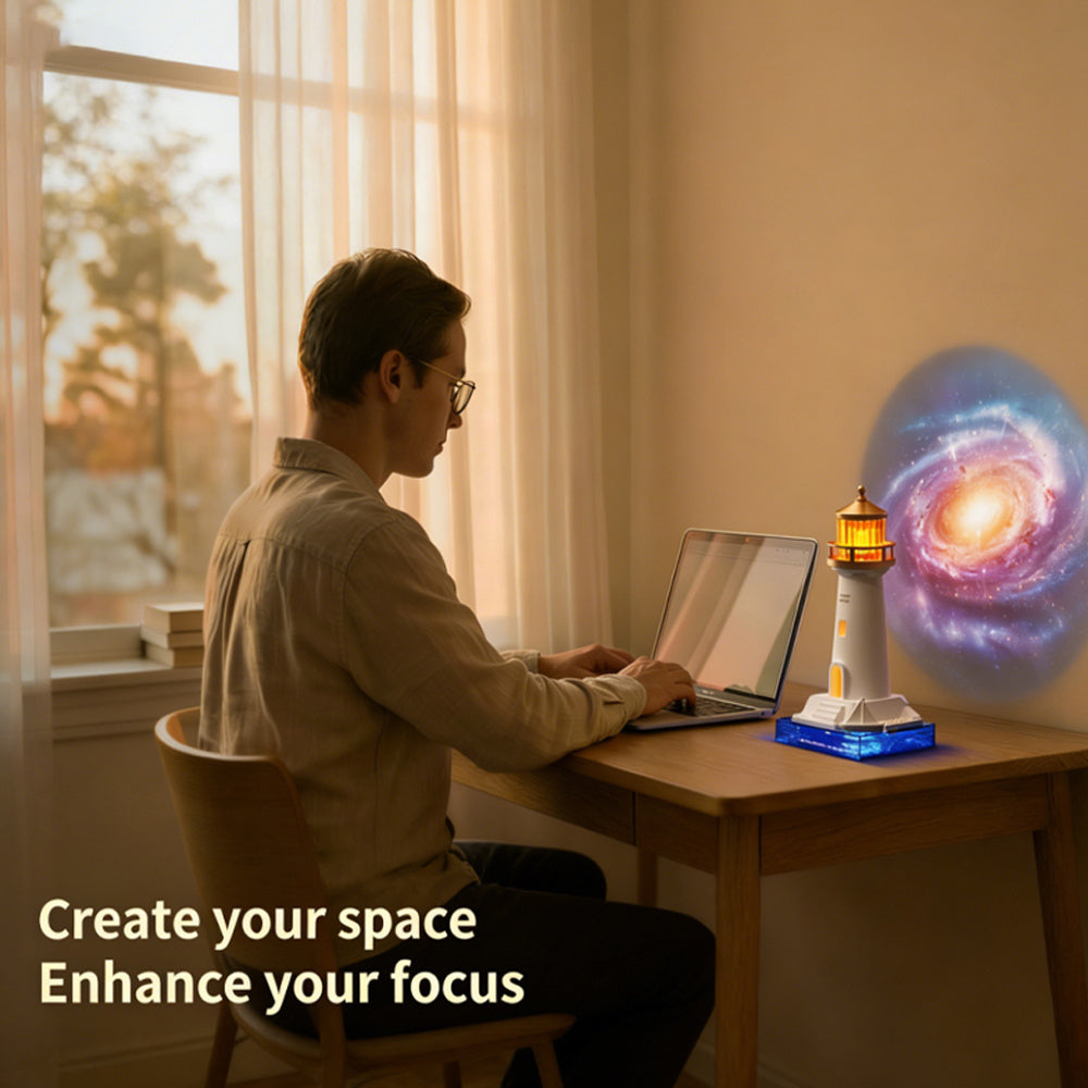 Smart Moonlight Lighthouse Galaxy Projector Light, USB Charging with Interchangeable Projection Film; Motion-sensor Night Light; Bedroom Bedside Lamp; LED Moonlight Projection Ambient Light; Suitable for Ceiling and Wall Decoration, Holiday Gifts