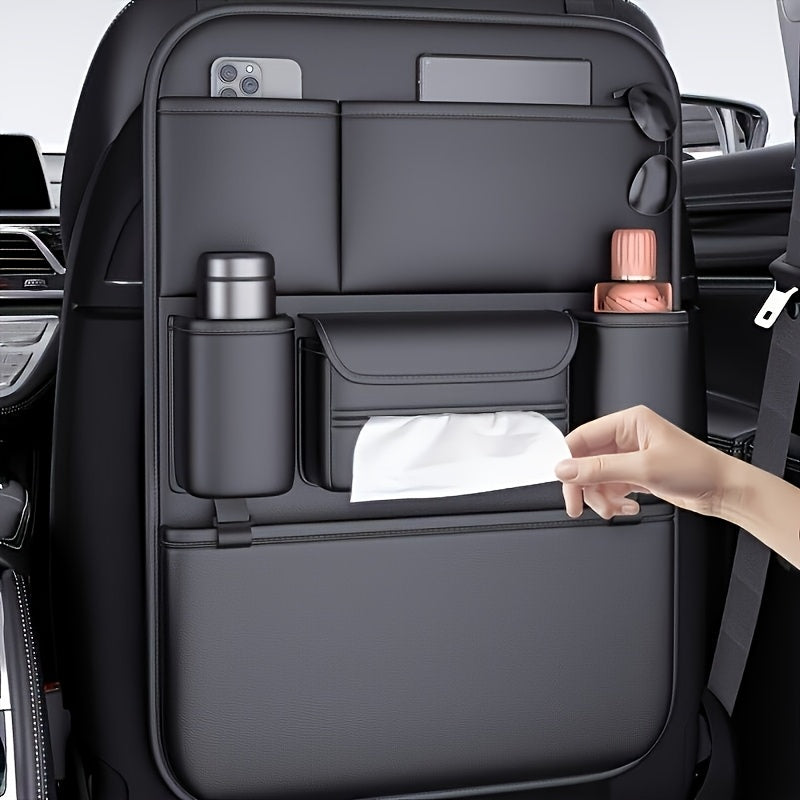 Organizator za naslon sedišta automobila od Nappa PU kože | Torba za skladištenje sa više džepova, sklopivi sto (opciono) | Univerzalno pristajanje za SUV/limuzinu | Skidajući dodaci za unutrašnjost, organizator za prtljažnik | Poklon za unutrašnjost auto