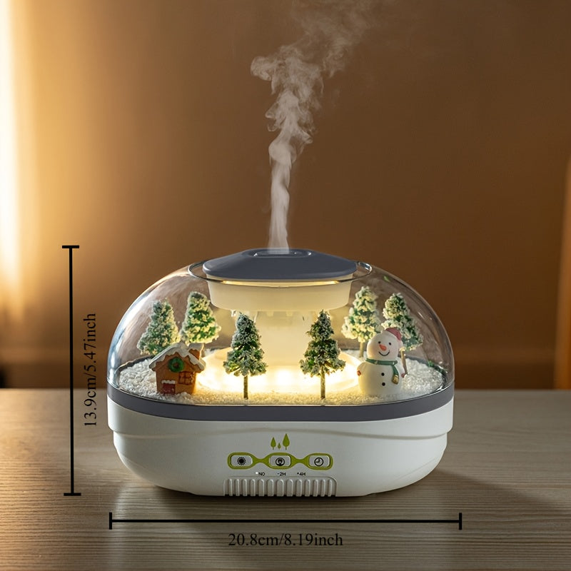 A Simulated Snow Pile Aroma Diffuser, Creatively Designed Snow Landscape, Snowman Decorative Tabletop Piece, Home Decor, Usb-Powered Humidifier, with Two Timer Settings, Essential Oil Diffuser—Ideal for Bedroom, Office, Yoga