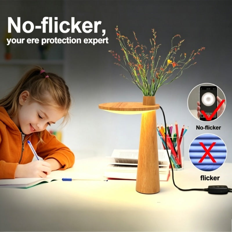 New Nordic Minimalist Style Vintage Lighting, Home Decoration, Lighting and Ceiling Fans, Lamps and Lampshades, Desk Lamps, USB Powered Solid Wood Lamps, Warm Light Adjustable, Flower Table Lamps, Reading Lamps, Bedroom, Office, Living Room and Dormi