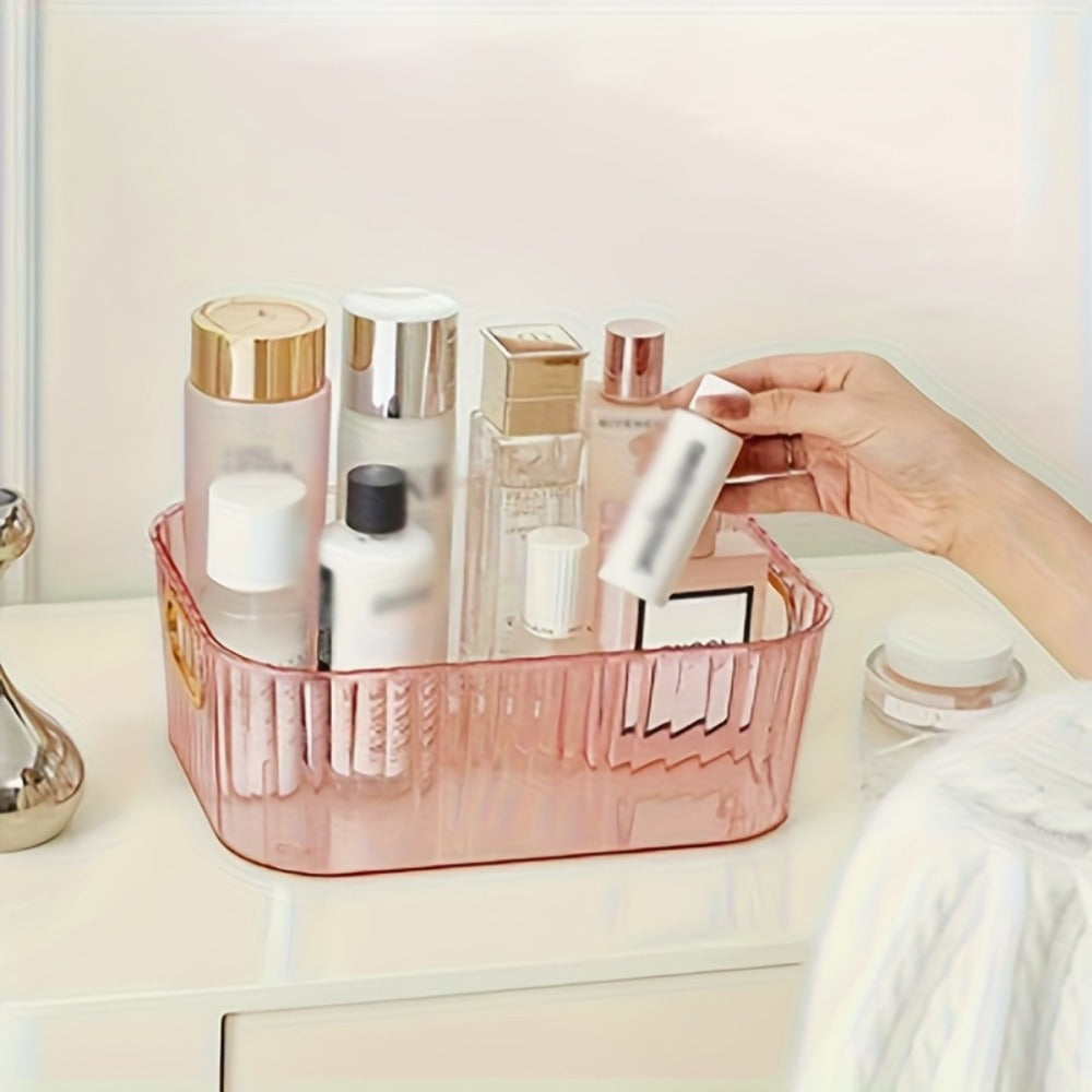 7pcs, Plastic Desktop Storage Box, Equipped with Built-in Handles and a Lid, Featuring a Multi-compartment Divider Design, with a Decorative Art Style. Suitable for Storing Cosmetics, Bedroom Items and Office Supplies. It Is an Ideal Gift Choice