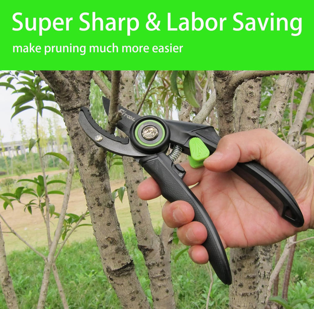 Professional Secateurs, with Super Sharp SK5 Steel Blades, Gardening Hand Clippers Pruners, Garden Trimming Scissors, Pruning Shears 8-Inch (Anvil)