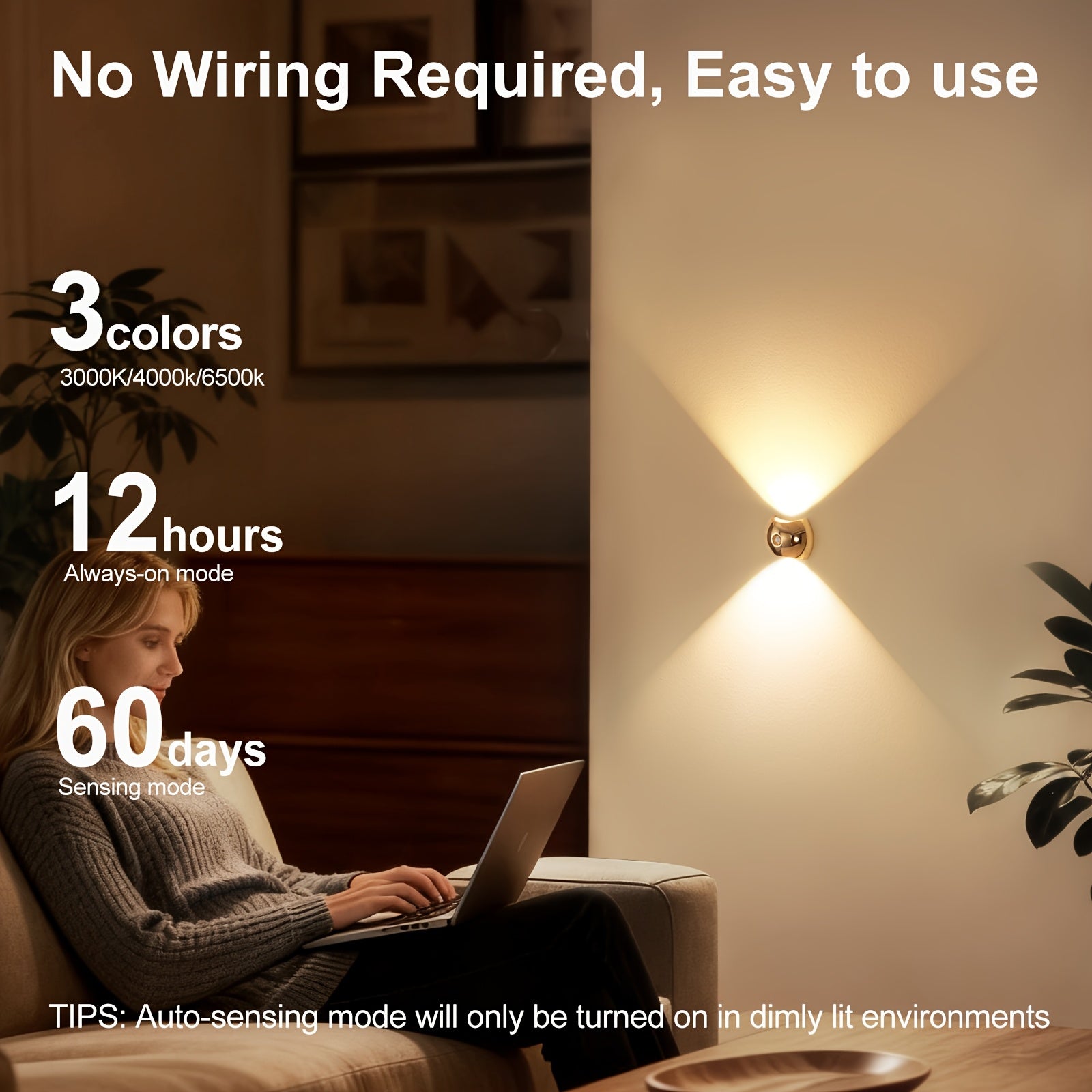 1pc 2pcs Golden Smart Lights, LED Wall Lights with Motion Sensors, USB Rechargeable Night Lights, Suitable for Places Such As Stairwells, Corridors, Bedrooms, Cabinets, Etc. Portable Magnetic Installation Induction Lights