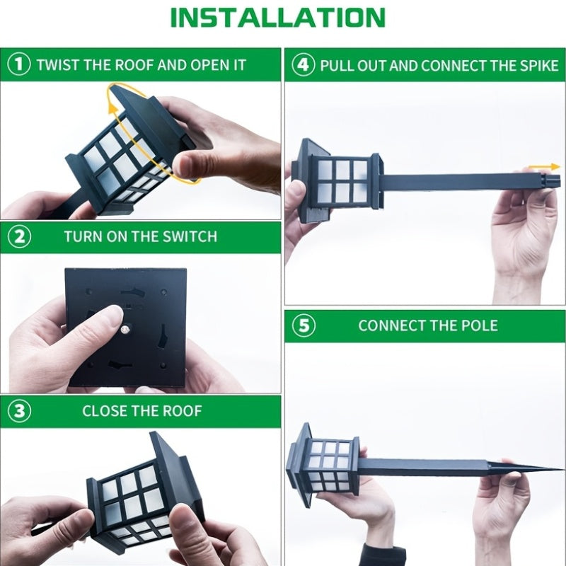 6 komada solarnih spoljnih svetiljki sa automatskim uključivanjem/isključivanjem, LED baštenske lampe u obliku kuće, automatsko punjenje od sumraka do zore, staze za dvorište, travnjak i dekoraciju staze