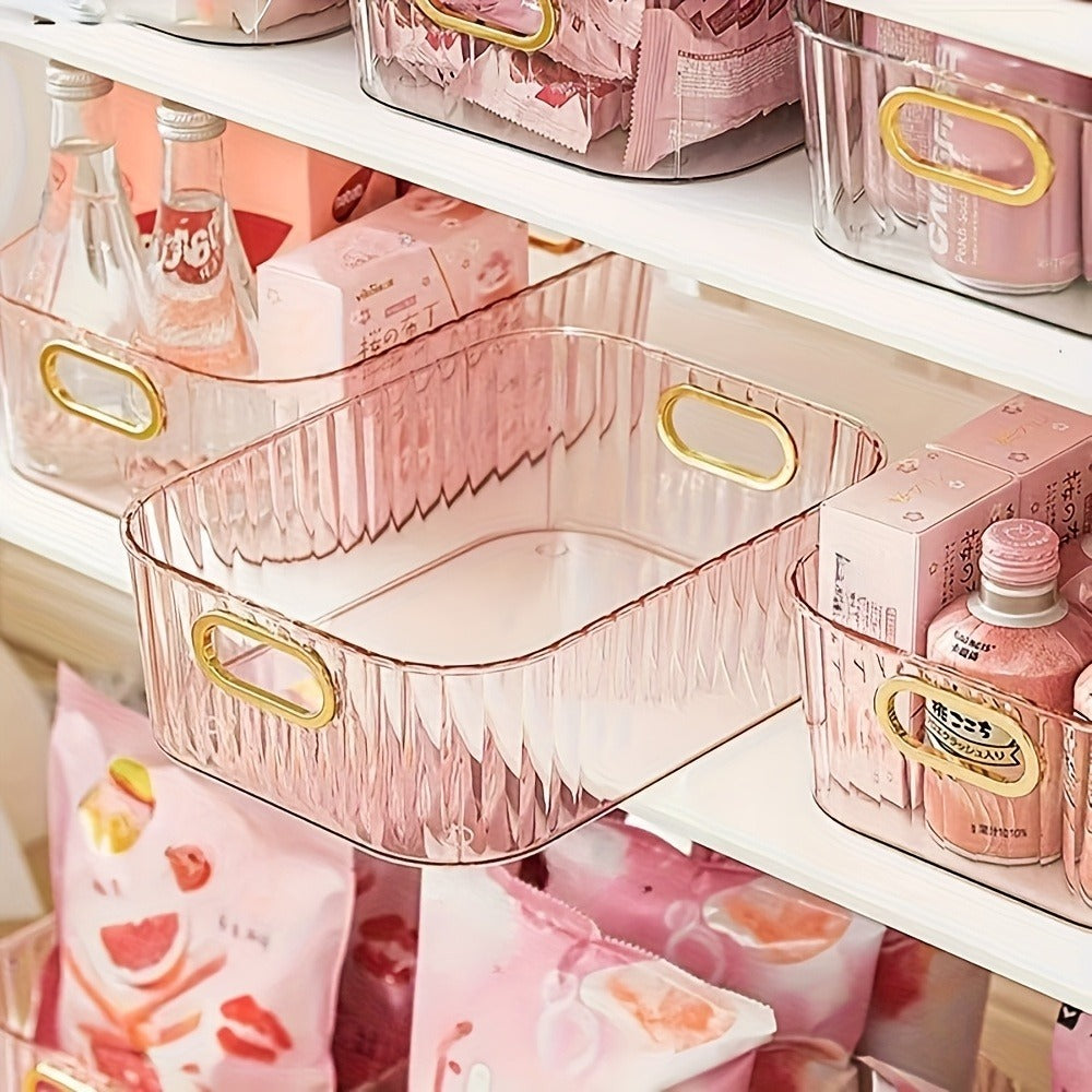 7pcs, Plastic Desktop Storage Box, Equipped with Built-in Handles and a Lid, Featuring a Multi-compartment Divider Design, with a Decorative Art Style. Suitable for Storing Cosmetics, Bedroom Items and Office Supplies. It Is an Ideal Gift Choice