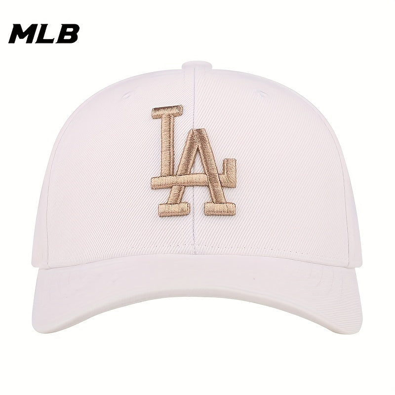 MLB Baseball Cap - White with Golden LA Lettering, Designed for Sports, Casual, And Formal Occasions - Unisex Baseball Cap - Officially Licensed by MLB, Sports Additions, Athletic Design, Durable Construction, Stylish Headwear for Sports Enthusiasts