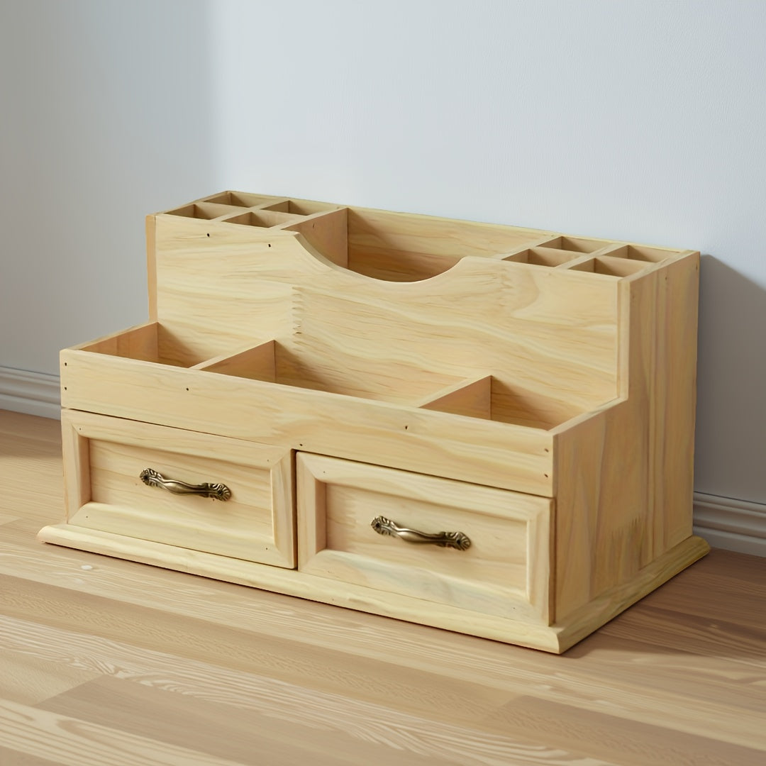 1pc Wooden Storage Organizer for Desktops Featuring Drawers, Ideal for Various Items, Perfect for The Living Room, Study, Or Bedroom, Designed in a Modern Minimalist Style