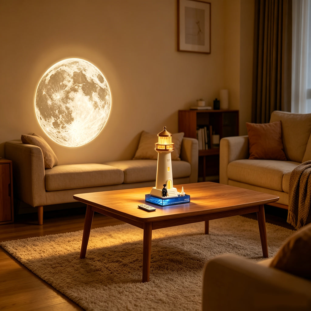Twilight LED Svetiljka Far Noćno Svetlo, Daljinski Upravljač za Jačinu Svetlosti i Funkciju Vremena, 5 Projekcionih Efekata Dekorativna Svetla, Svetlo koje Diše, Plava Osnova i Dekorativni Dodaci, Spavaća Soba, Dnevna Soba, Svetla za Prazničnu Atmosferu