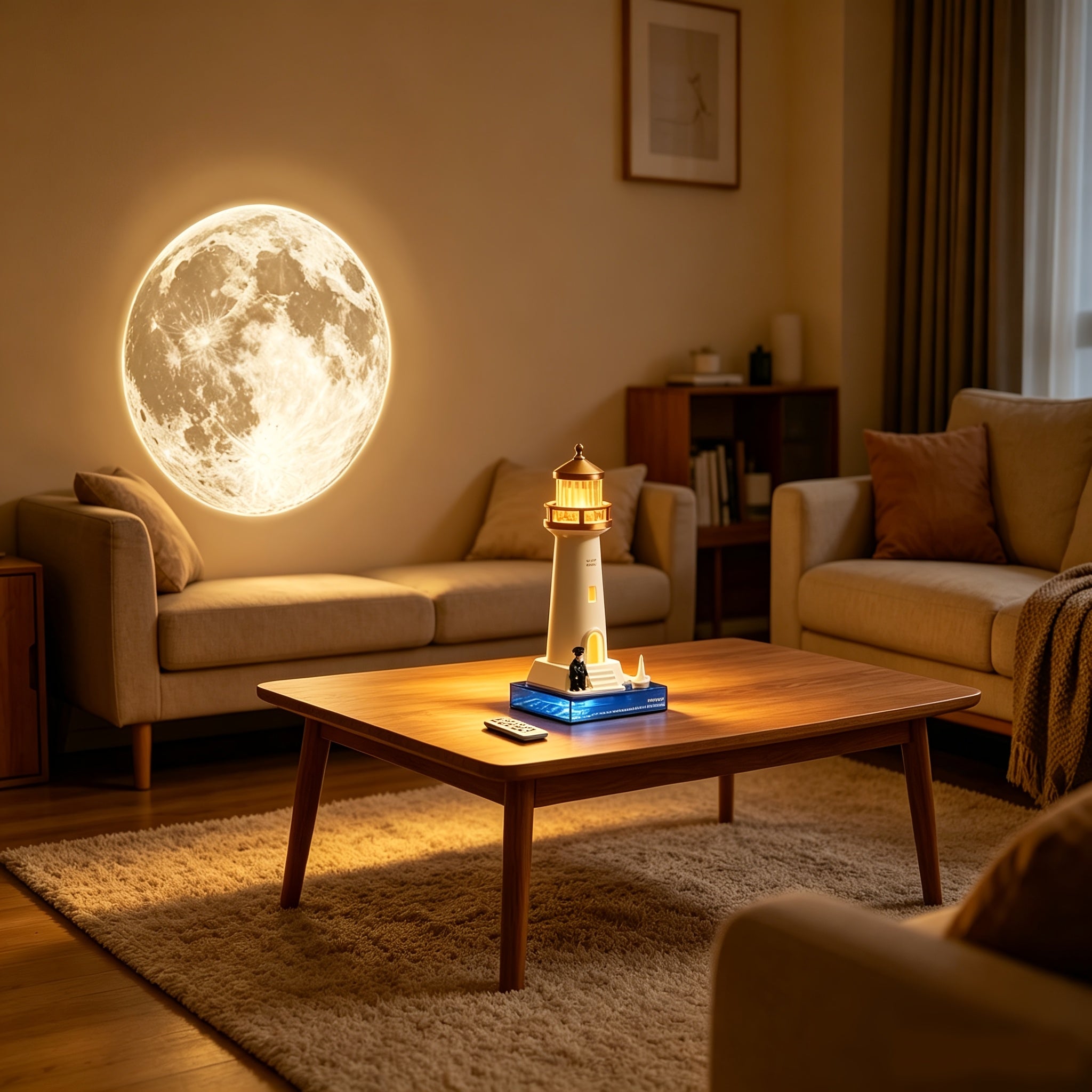 Twilight LED Svetiljka Far Noćno Svetlo, Daljinski Upravljač za Jačinu Svetlosti i Funkciju Vremena, 5 Projekcionih Efekata Dekorativna Svetla, Svetlo koje Diše, Plava Osnova i Dekorativni Dodaci, Spavaća Soba, Dnevna Soba, Svetla za Prazničnu Atmosferu