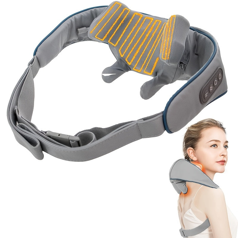 Bežični Shiatsu Masažer za Vrat, Leđa i Ramena - Ergonomski Dizajn sa 6D Dubokim Električnim Gnječenjem i Funkcijom Grejanja, USB Punjiv