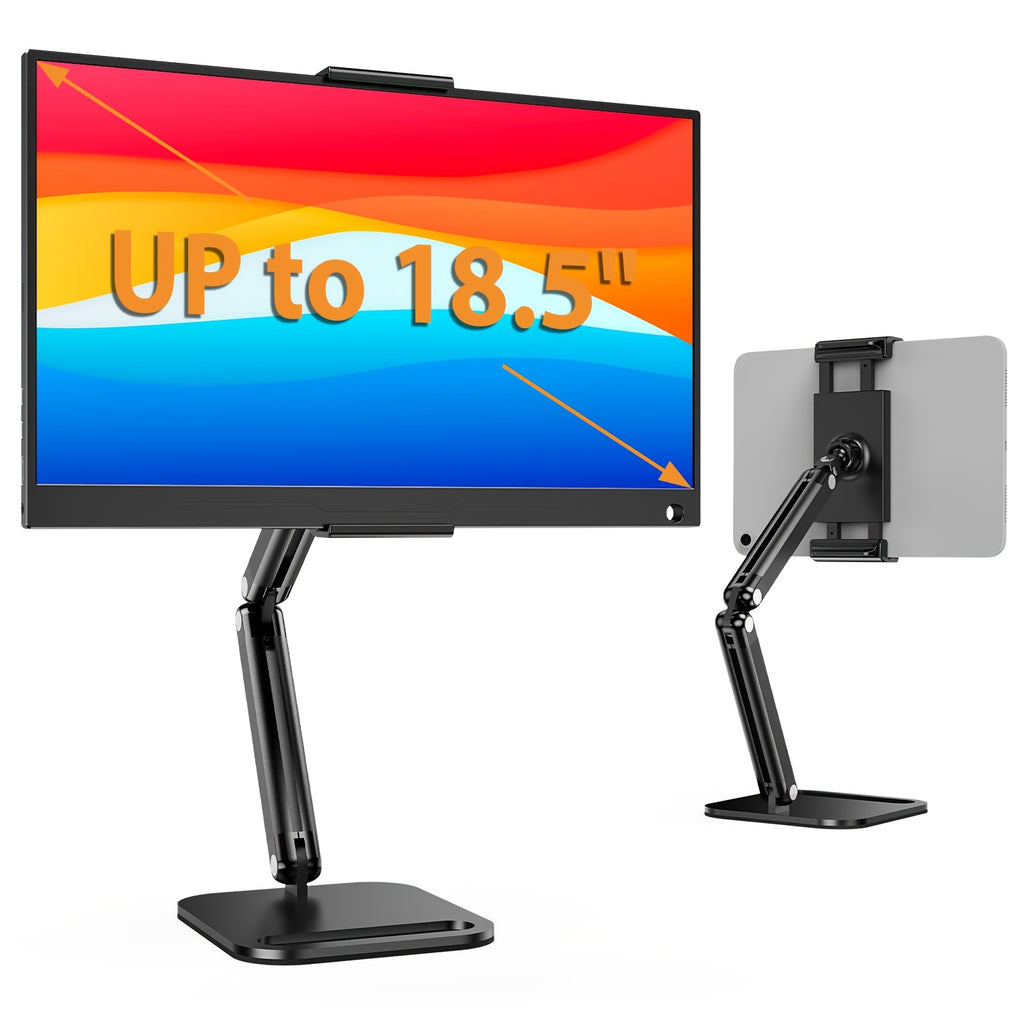 Stalak za tablet od 11,94cm do 46,99cm za iPad, mobilni telefon i tablet, aluminijumski držač za tablet sa više uglova, čvrsta metalna baza za sto, podesivi držač za tablet sa rotacijom od 360 stepeni