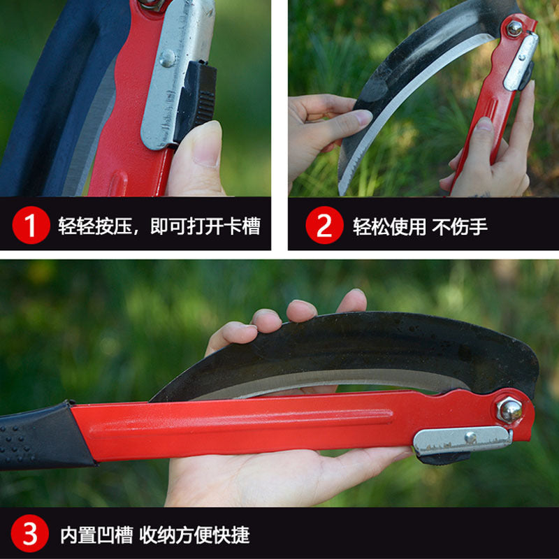 农用镰刀锰钢折叠镰刀割草刀折合式镰刀备用刀片割菜刀钓鱼农具