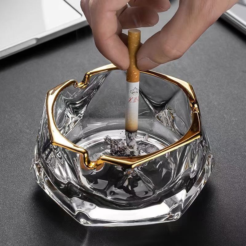酒店玻璃烟灰缸商用高档烟缸家用客厅简约烟盅高级感时尚创意潮流