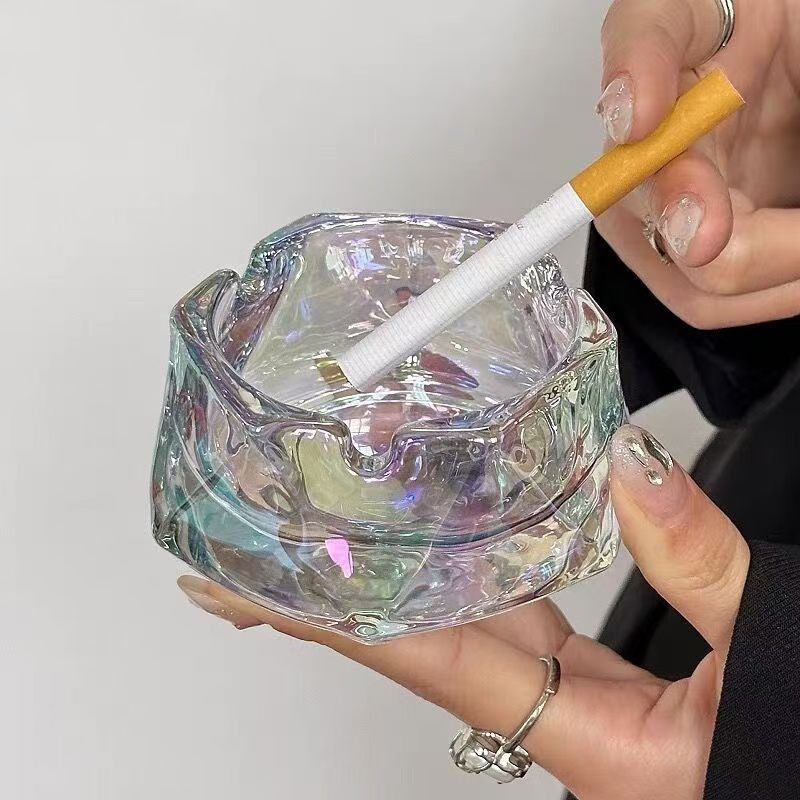 酒店玻璃烟灰缸商用高档烟缸家用客厅简约烟盅高级感时尚创意潮流