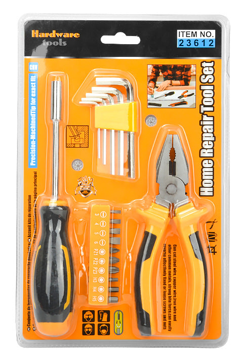 现货跨境工具组套泡壳家用国际站热销组合工具PVC透明组套工具箱