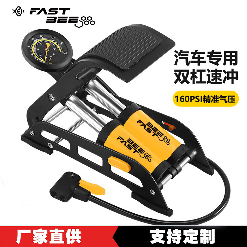 脚踩高压手动车载充气泵汽车摩托车高压打气筒自行车轮胎气泵双缸