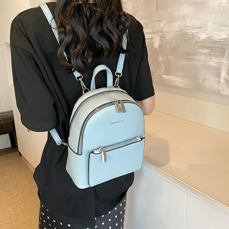 2025新款双肩包女韩版小清新时尚百搭个性背包软皮逛街学生书包女