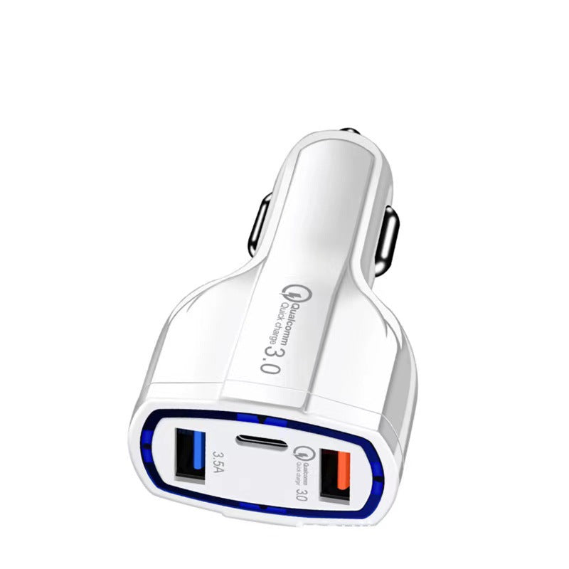 车载点烟器一分三双USB快充QC3.0+PD车充一拖三多口充电器Type-c