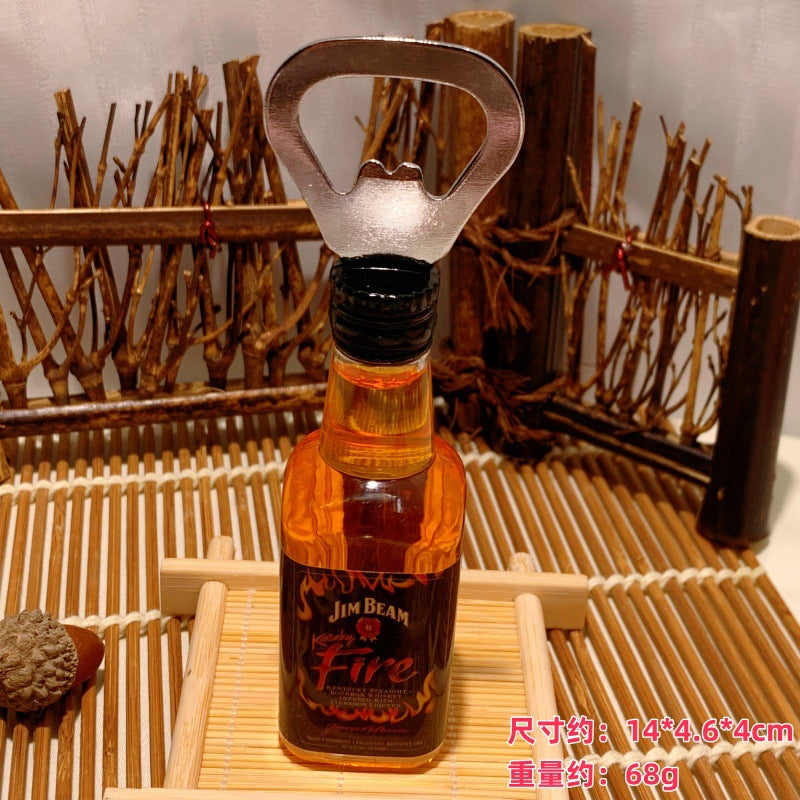 家用好物】磁吸啤酒开瓶器创意洋酒瓶起子冰箱贴立体酒瓶现货混批