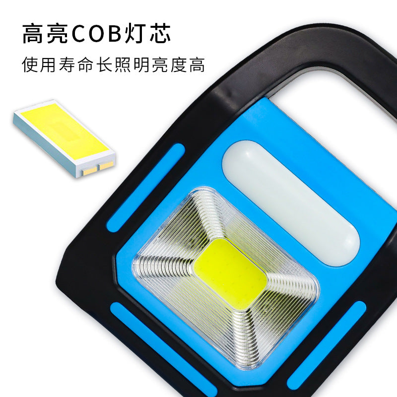 跨境多功能应急手提灯户外露营灯太阳能USB充电工作灯帐篷探照灯
