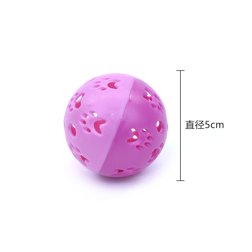 跨境新款 宠物猫咪互动玩具 脚印铃铛球 发声逗猫铃铛球猫玩具