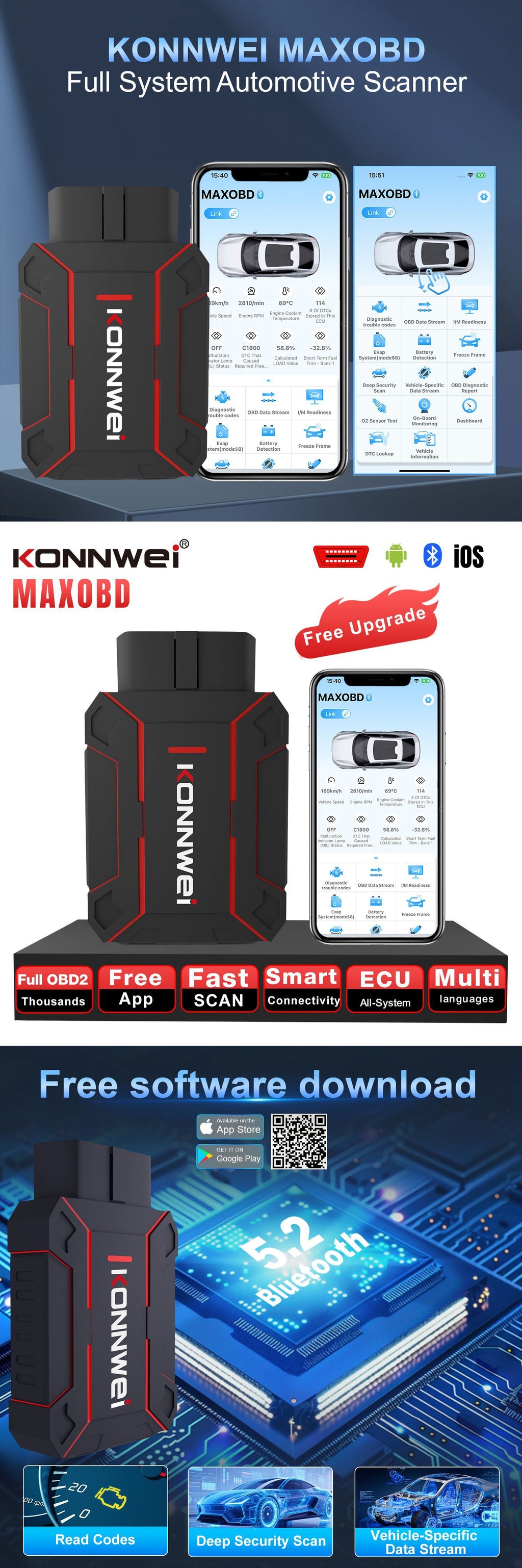 跨境电商热卖MAXOBD OBD2 Scanner Car Diagnostic Code Reader