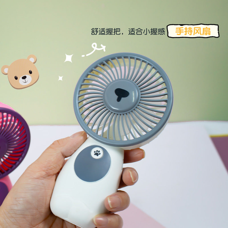 新款手持小风扇卡通迷你发光 USB充电学生萌趣礼品便携式手持风扇