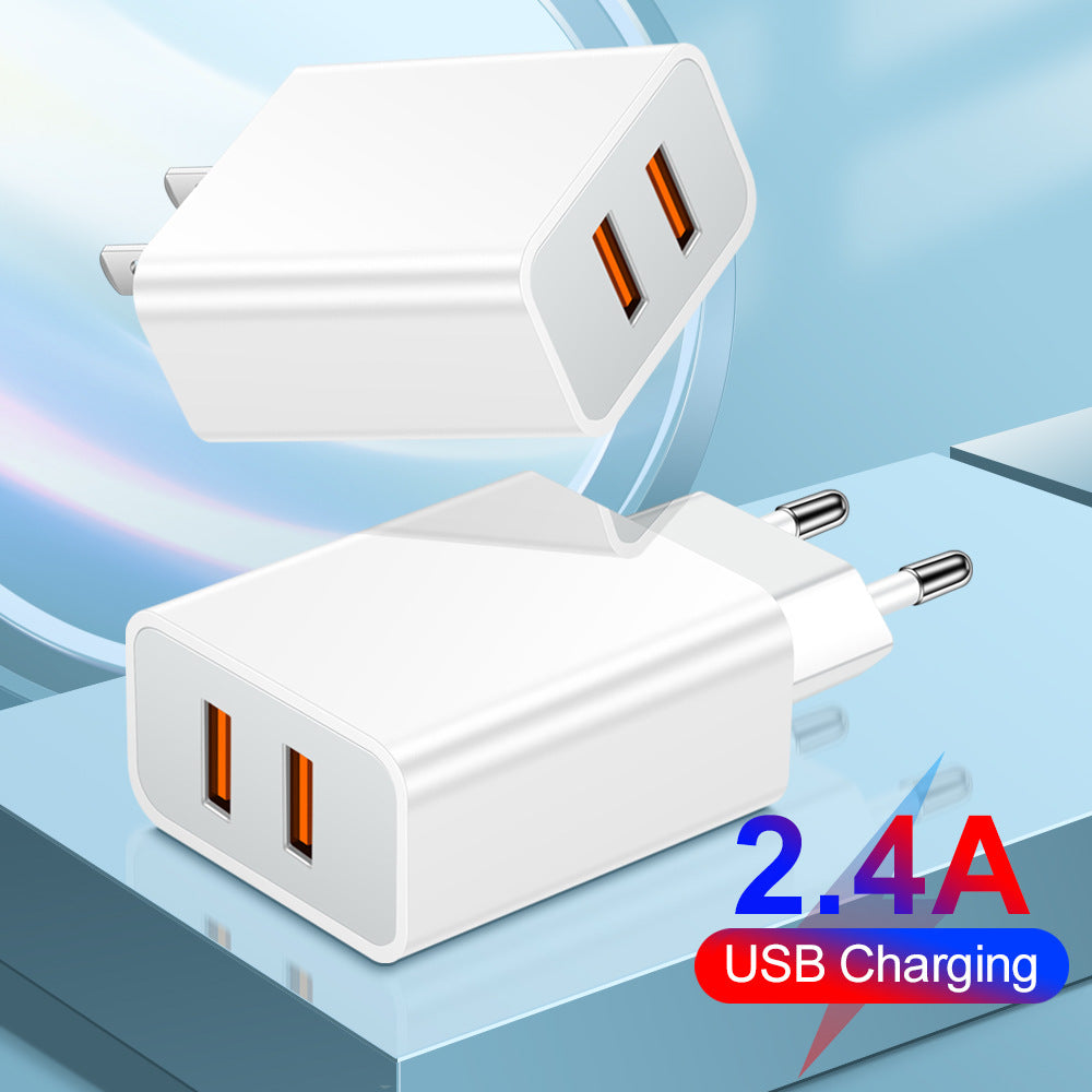 QC3.0双USB手机充电器 标2.4A 2口充头美规欧规英规旅行充电头
