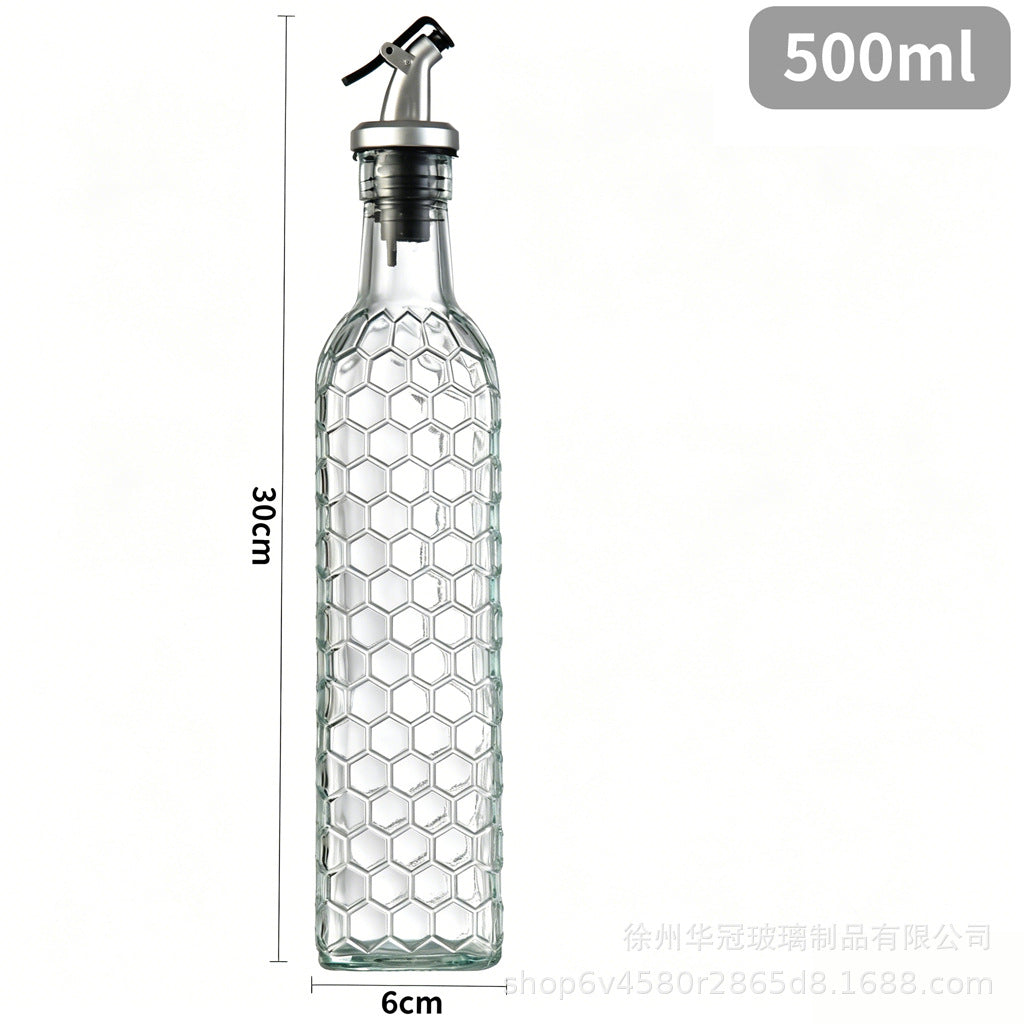现货500ml雕花油瓶不挂油不漏油油瓶厨房家用料酒酱油分装瓶