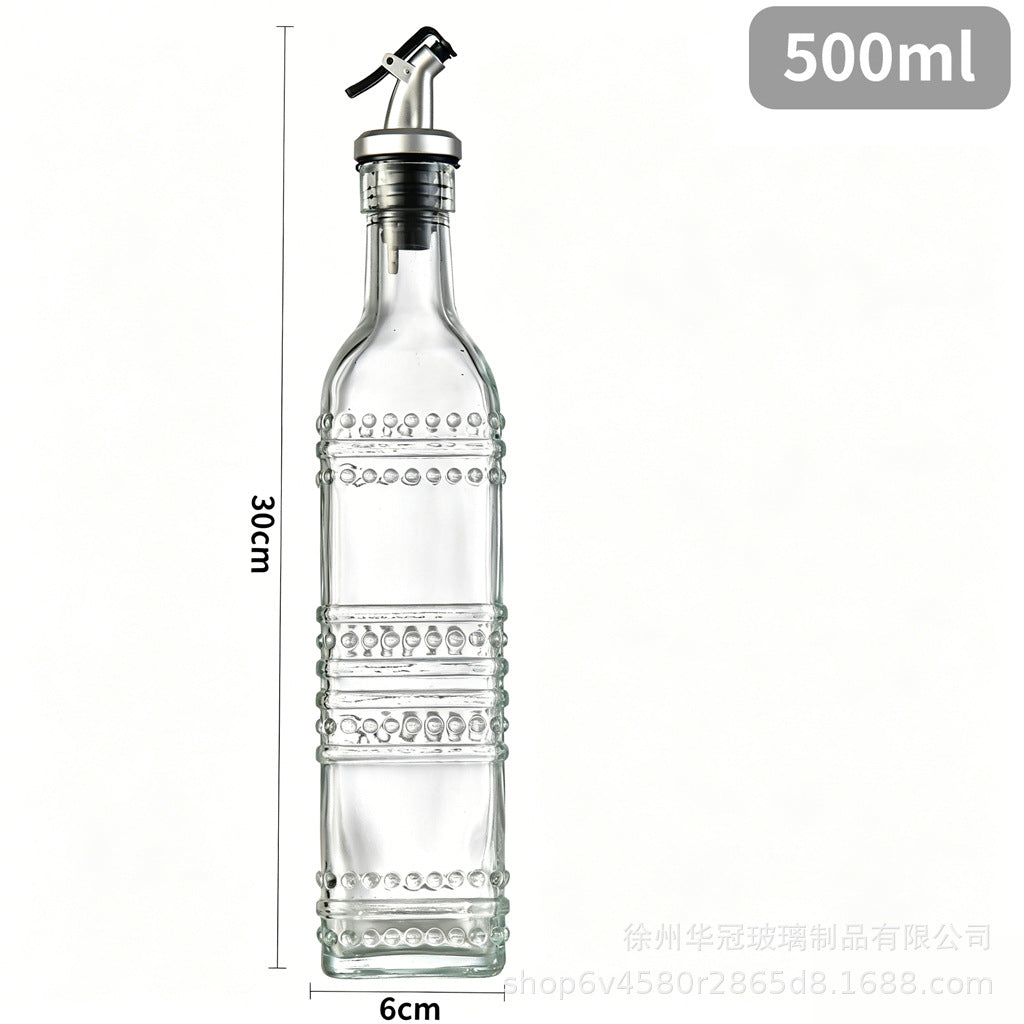 现货500ml雕花油瓶不挂油不漏油油瓶厨房家用料酒酱油分装瓶