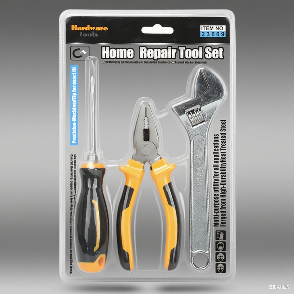 现货跨境工具组套泡壳家用国际站热销组合工具PVC透明组套工具箱