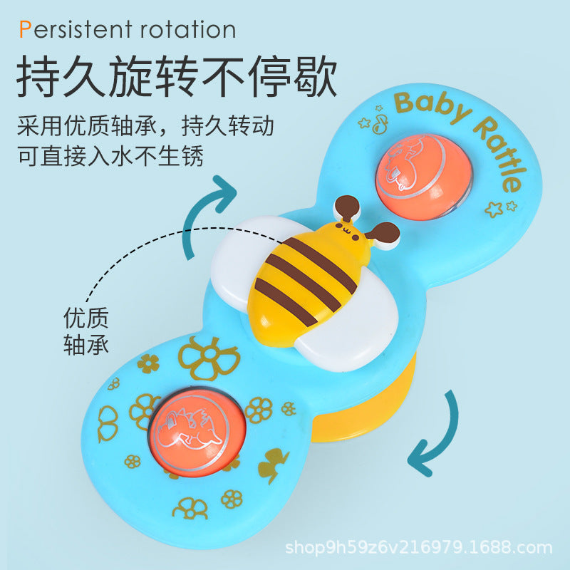 跨境儿童吸盘转转乐婴幼儿卡通手指旋转陀螺宝宝摇铃早教益智玩具