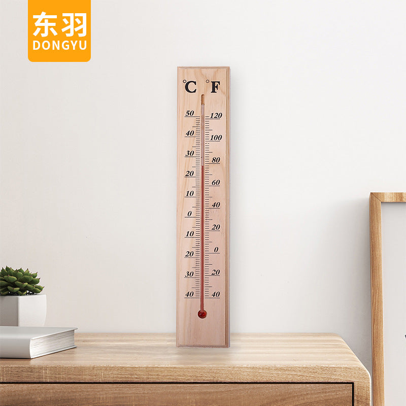069-2家用温度计松木大板寒暑表养殖大棚木制批发养殖大棚专用